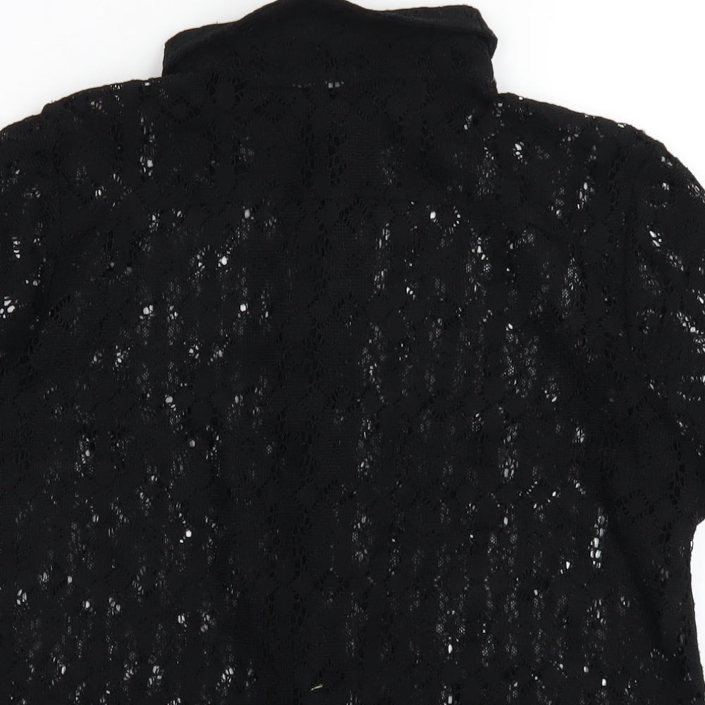 Golddigga Womens Black Polyester Basic Button-Up Size 10 Collared