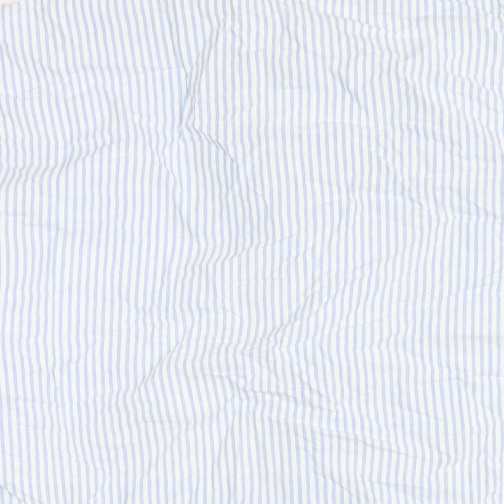 essence Womens Blue Striped Cotton Basic Button-Up Size 30 Collared