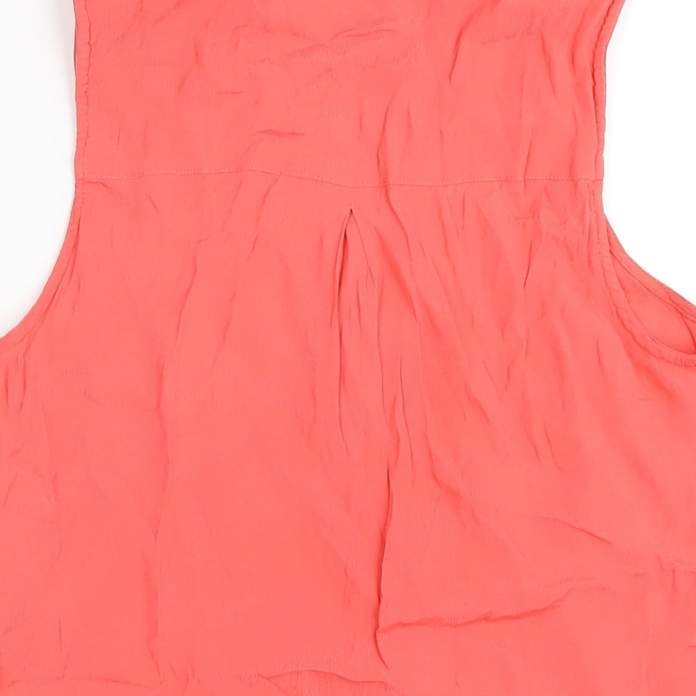 M&Co Womens Pink Viscose Basic Tank Size 12 V-Neck