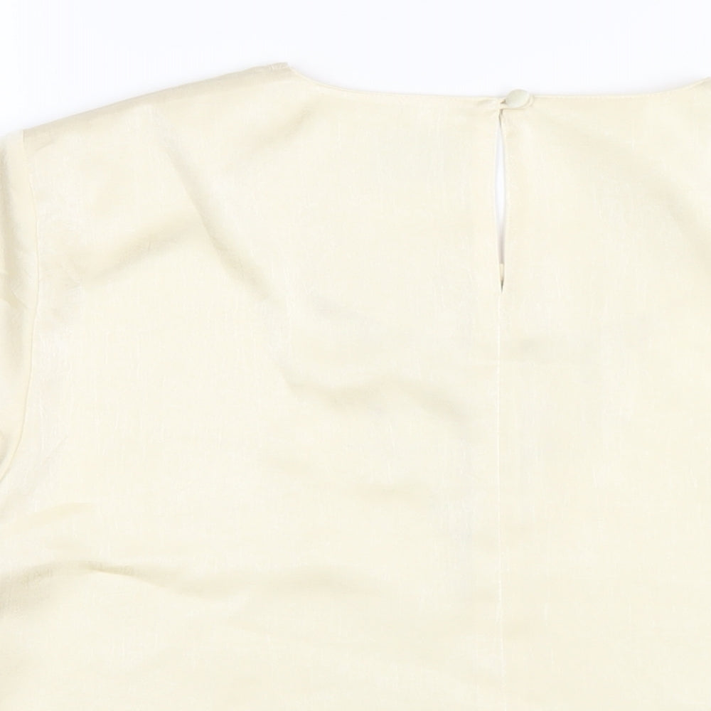 ELVI Womens Ivory Polyester Basic T-Shirt Size 16 Round Neck