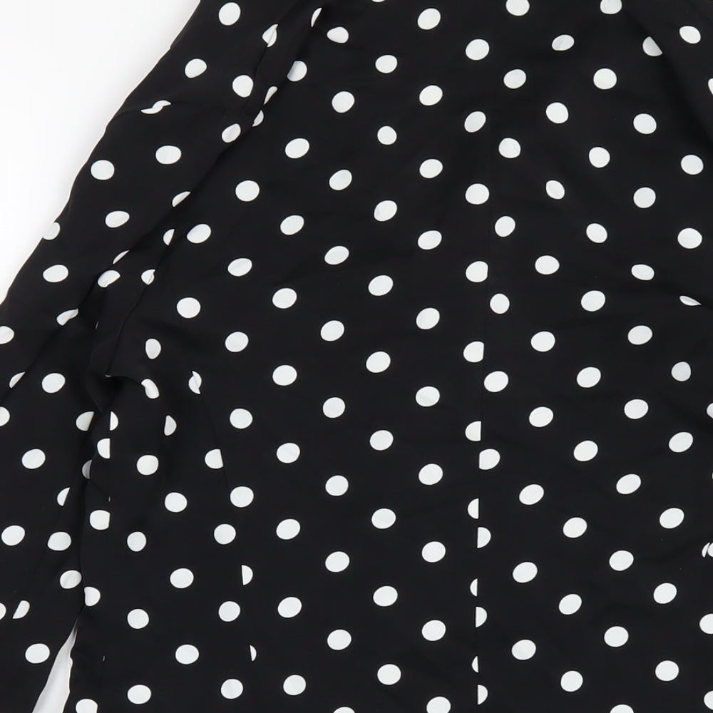 I SAW IT FIRST Womens Black Polka Dot Polyester Jacket Dress Size 6 Collared Button