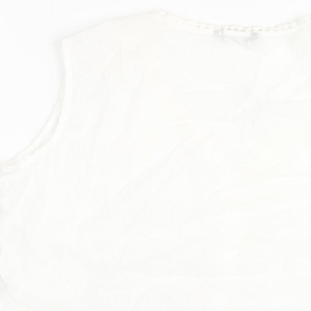 Roman Womens White Cotton Basic T-Shirt Size 12 V-Neck