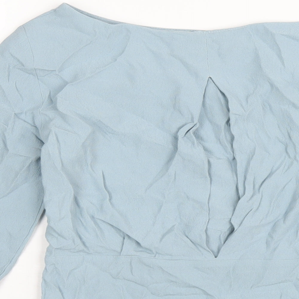 Marks & Spencer Womens Blue Viscose Basic T-Shirt Size 6 Round Neck