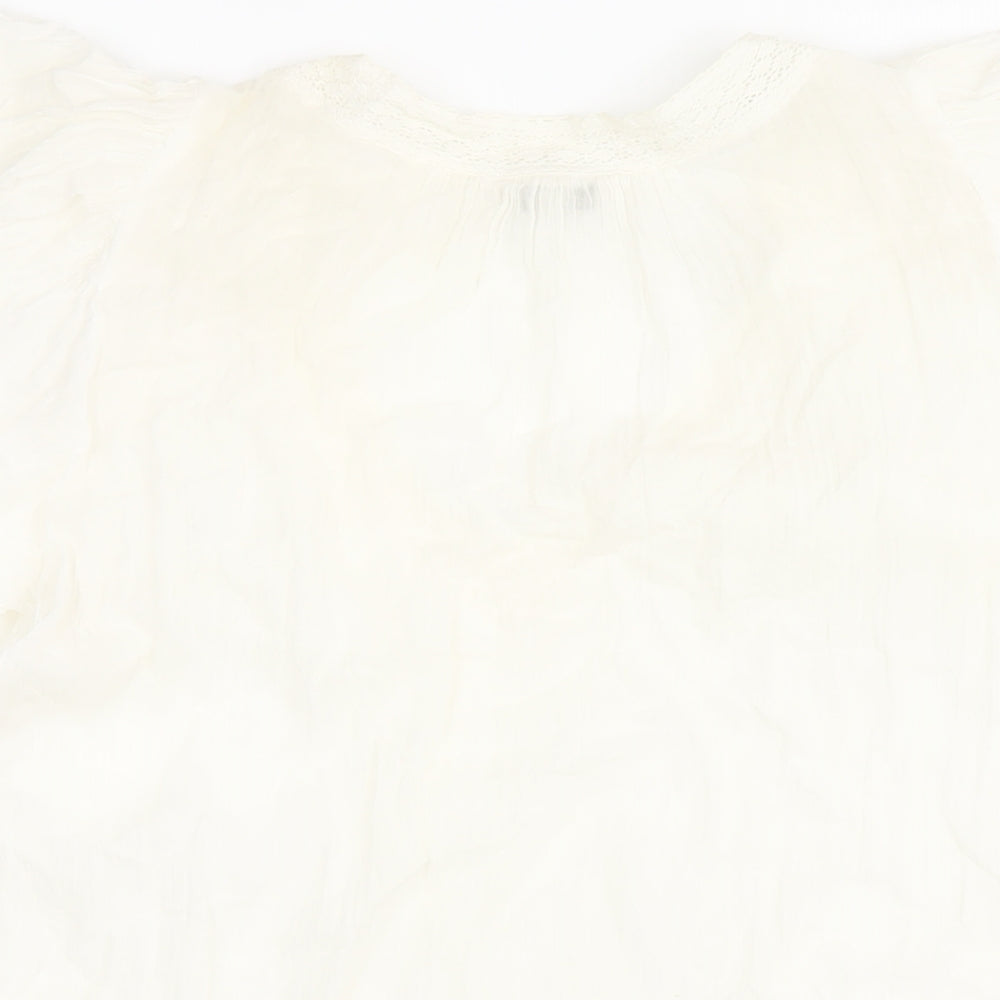 New Look Womens Ivory Cotton Basic Blouse Size 14 V-Neck