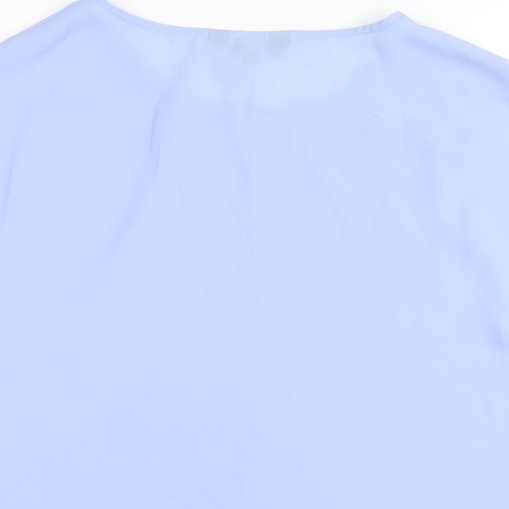 New Look Womens Blue Polyester Basic T-Shirt Size 6 Round Neck