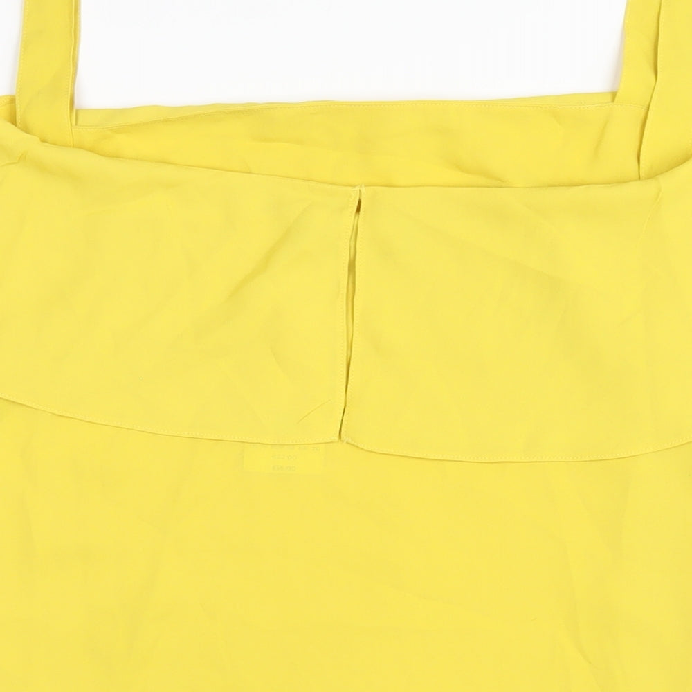 Dorothy Perkins Womens Yellow Polyester Basic Blouse Size 20 Square Neck
