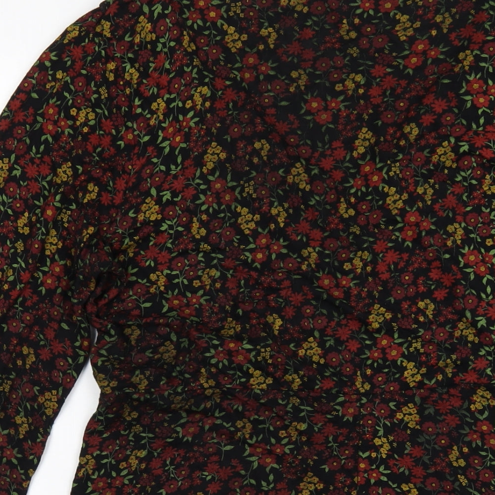 Miss Selfridge Womens Multicoloured Floral Viscose Wrap Dress Size 16 V-Neck Tie