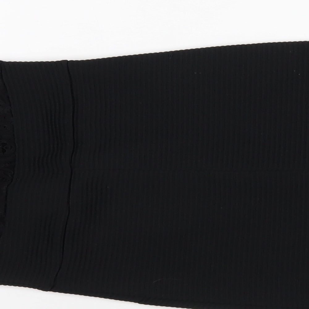 Quiz Womens Black Nylon Bodycon Size 8 Mock Neck Zip