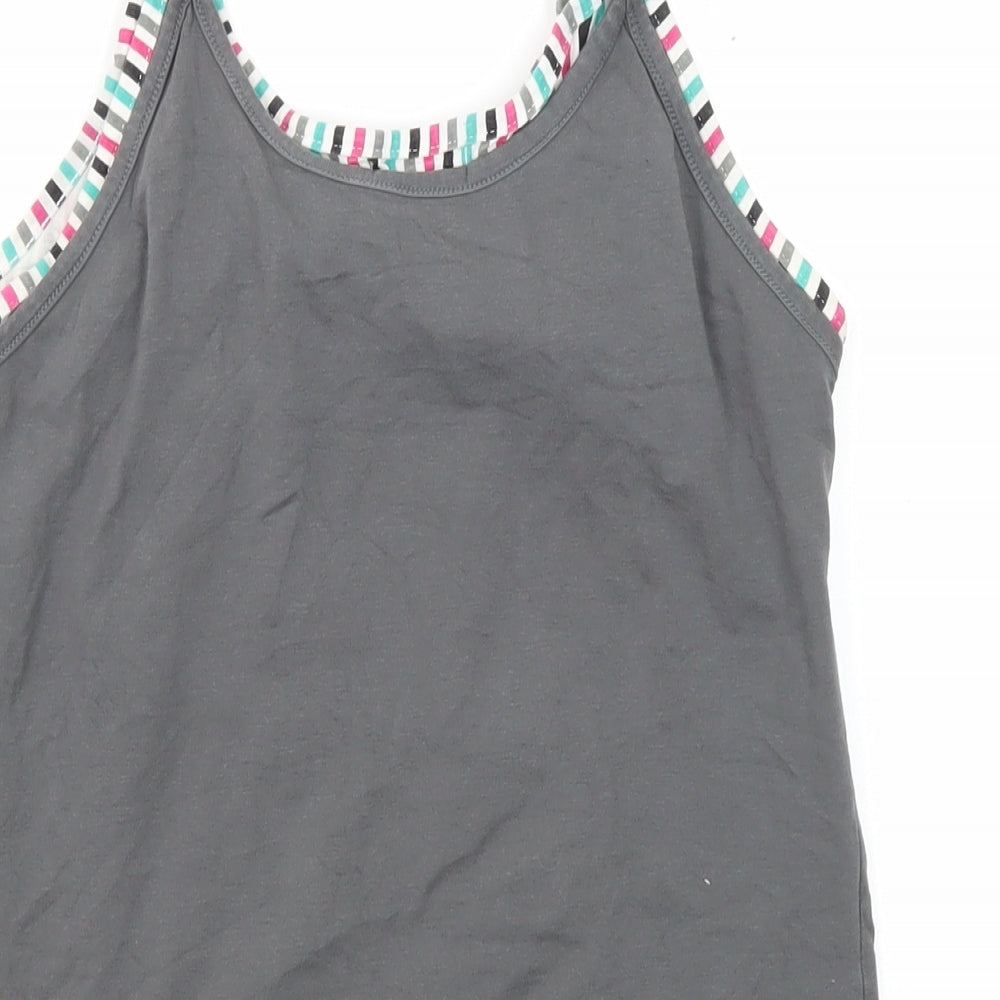 Topshop Womens Grey Polyester Blend Basic Tank Size 12 Round Neck