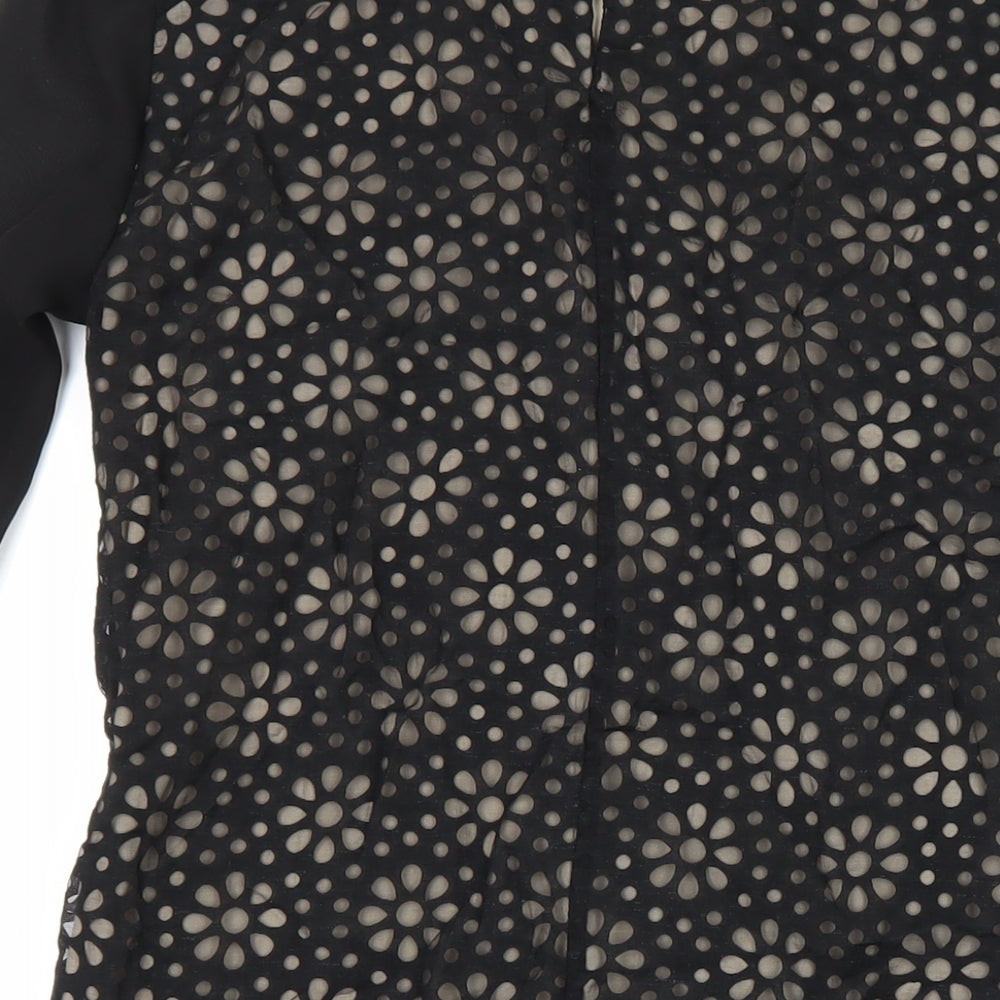 Principles Womens Black Floral Viscose Shift Size 12 Round Neck