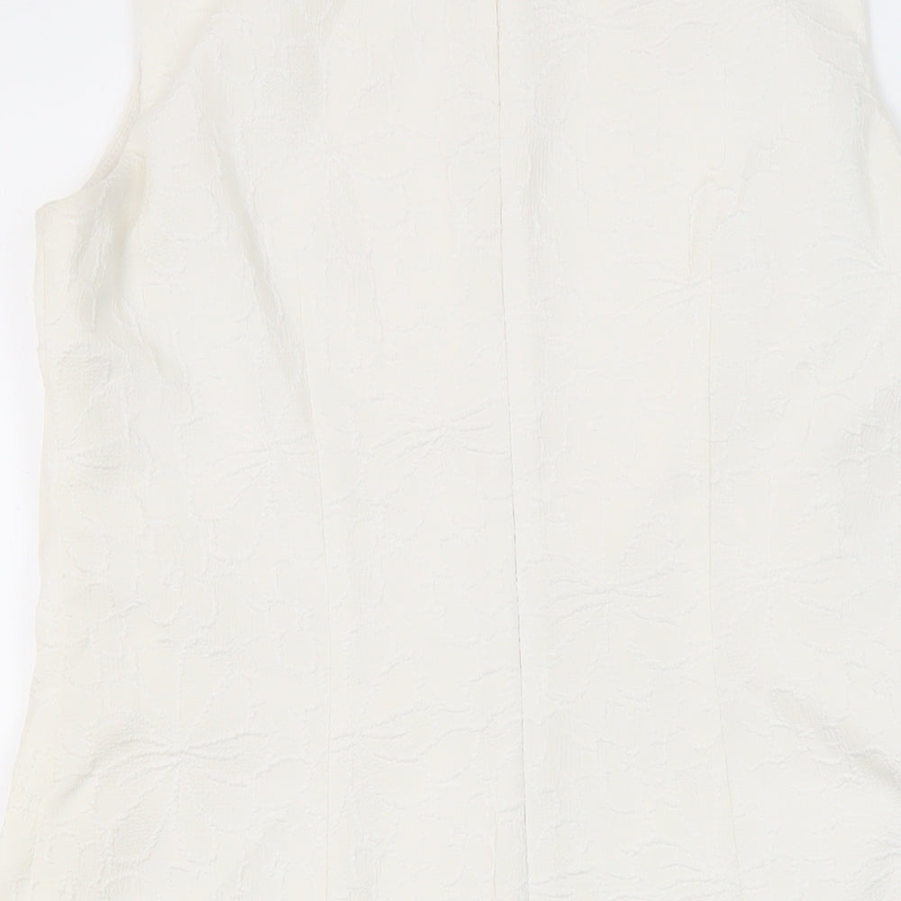 Nine West Womens Ivory Polyester Blend A-Line Size S Round Neck Zip