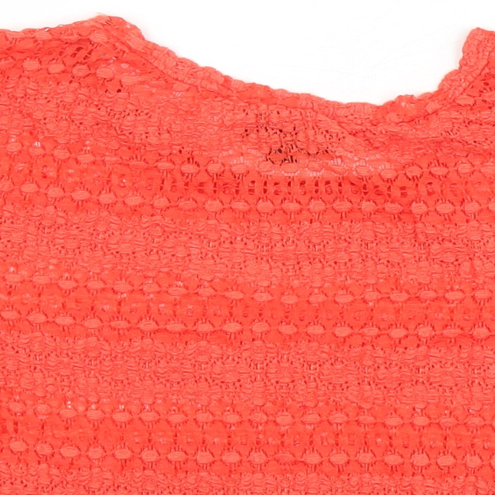 Topshop Womens Orange Viscose Cropped Blouse Size 10 Round Neck