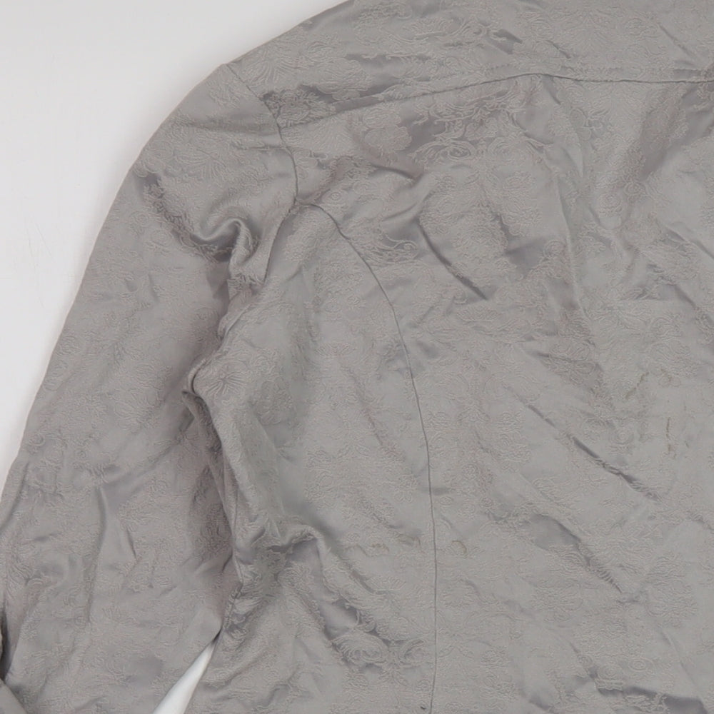 NEXT Womens Grey Cotton Basic Button-Up Size 10 Collared