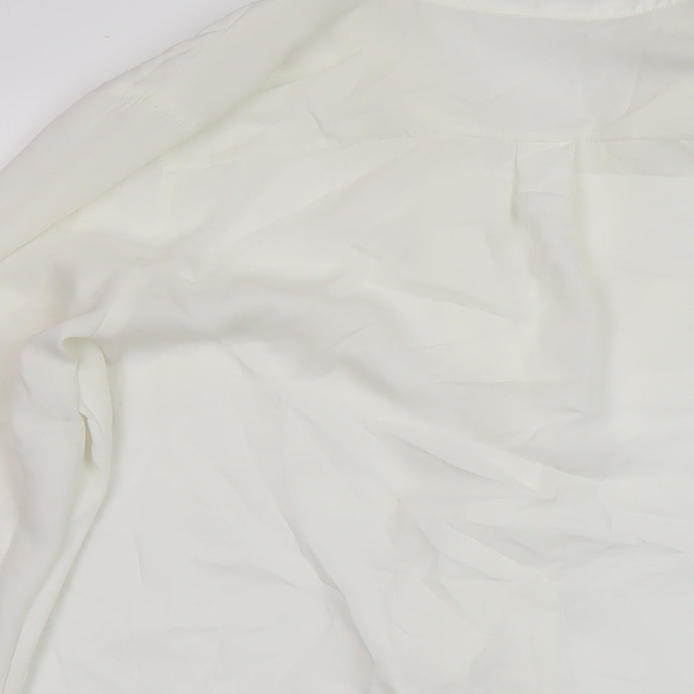 NEXT Womens Ivory Polyester Basic Blouse Size 8 Collared