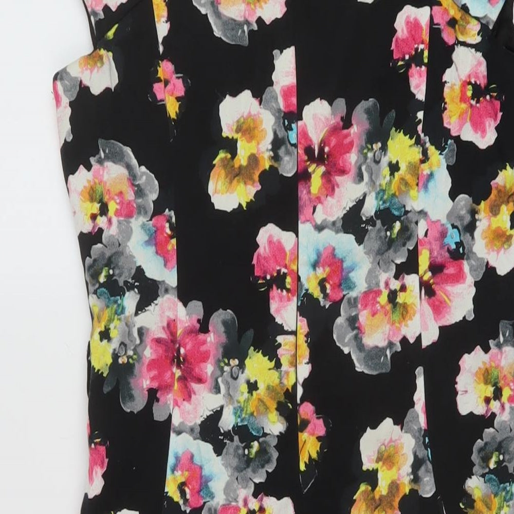 Apricot Womens Beige Floral Cotton Sheath Size S Round Neck Zip