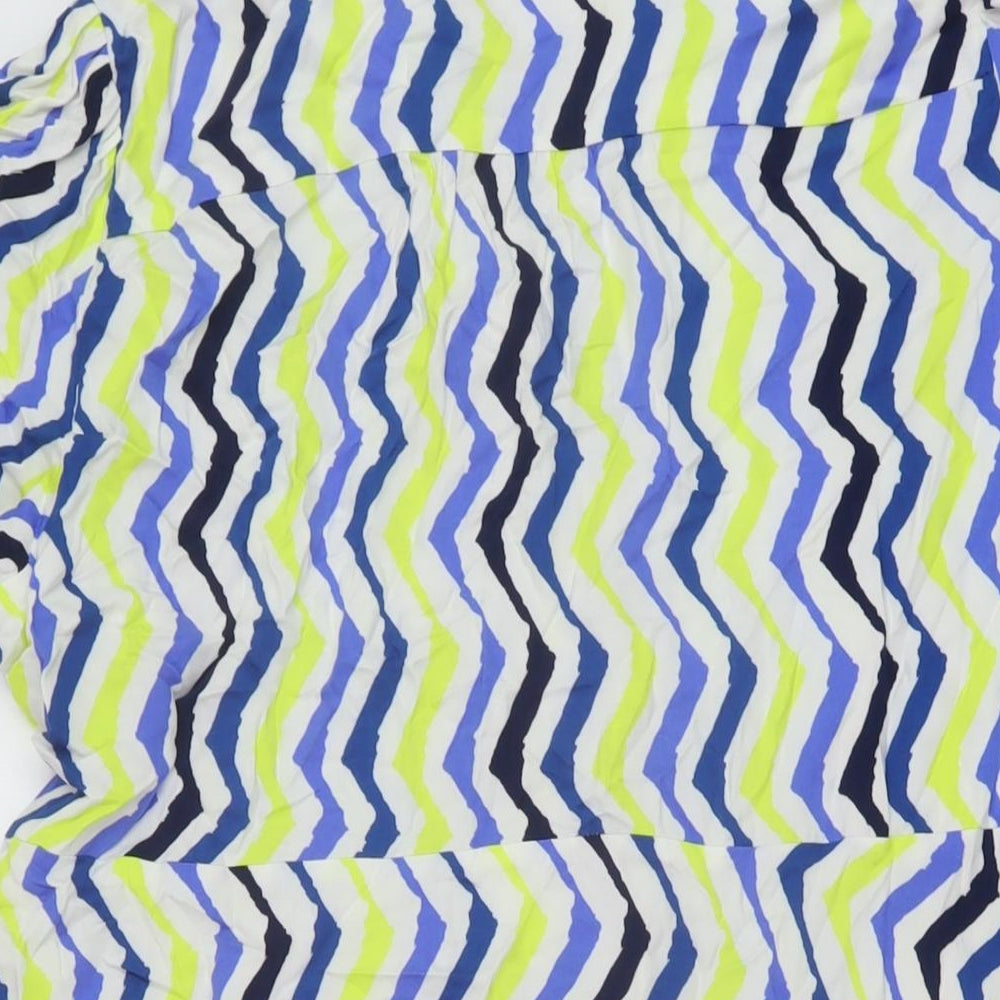 Marks & Spencer Womens Multicoloured Geometric Viscose A-Line Size 18 Collared Button
