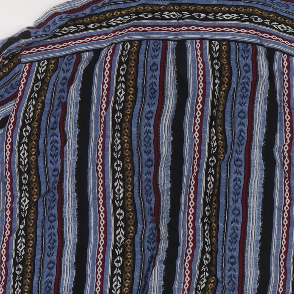 River Island Mens Multicoloured Striped Viscose Button-Up Size M Collared Button