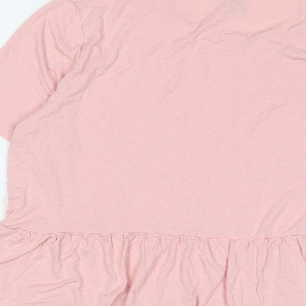 New Look Womens Pink Viscose Basic T-Shirt Size 16 Crew Neck