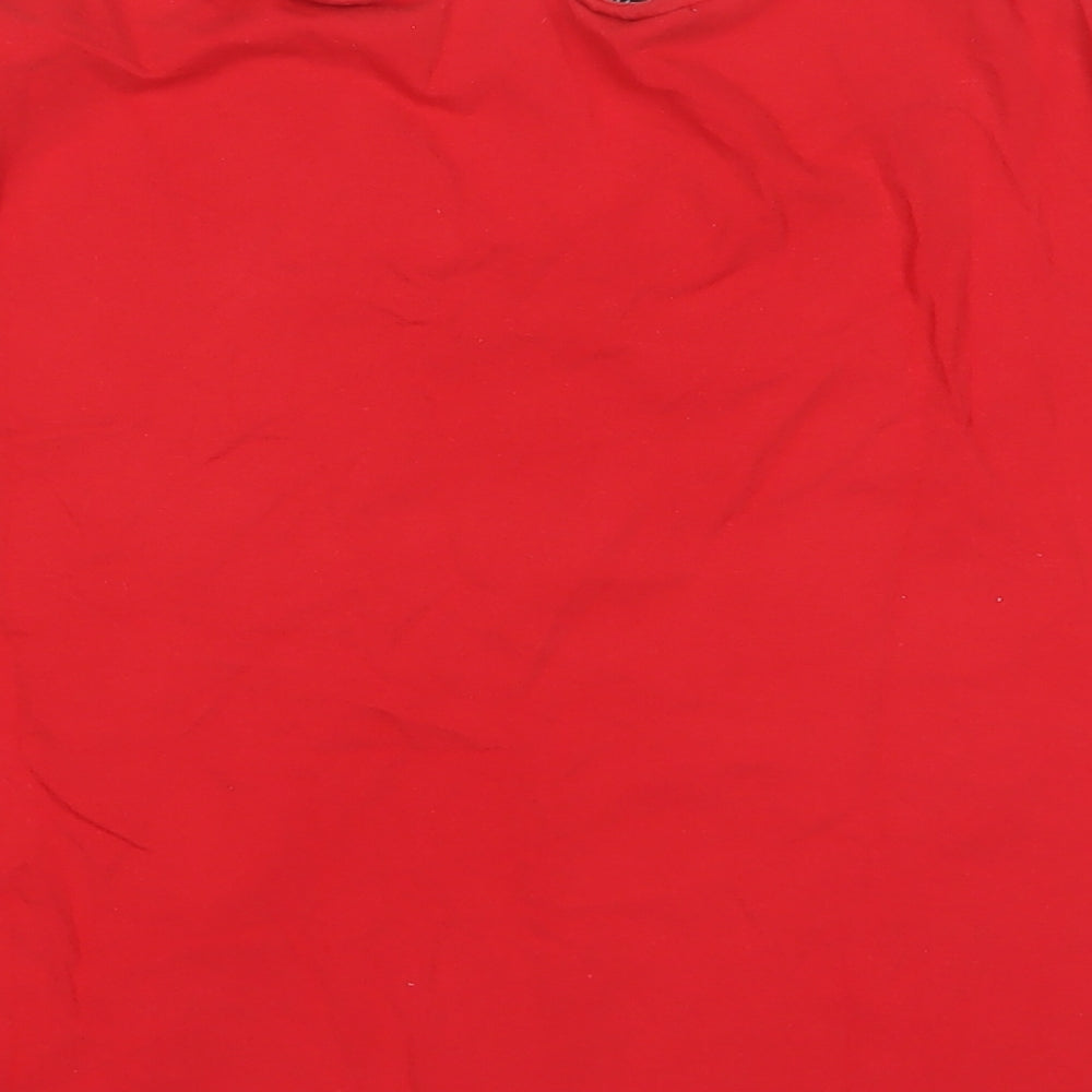 Giani Bernini Womens Red Herringbone Cotton Basic T-Shirt Size M V-Neck