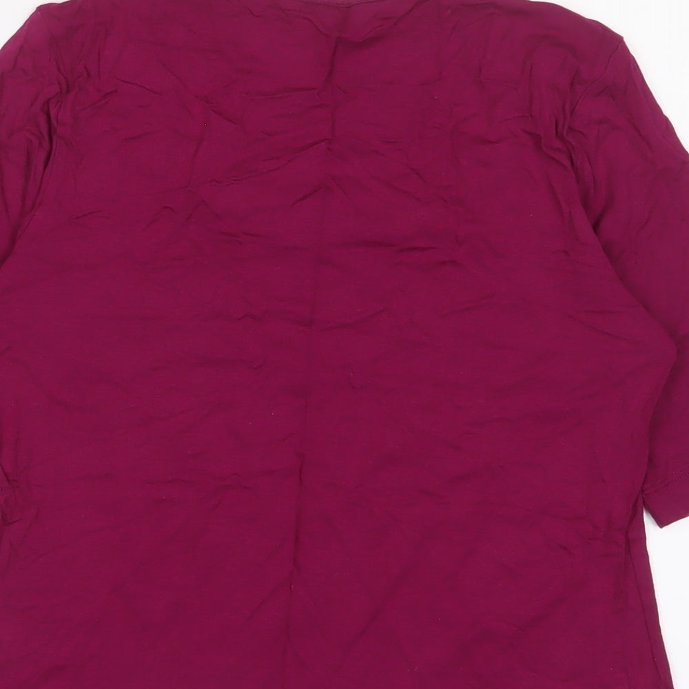 Marks & Spencer Womens Purple Viscose Basic T-Shirt Size 6 Scoop Neck