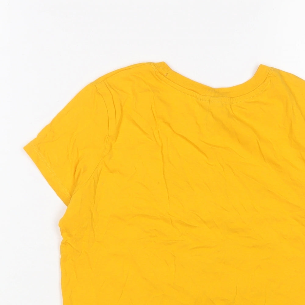 H&M Womens Yellow Cotton Basic T-Shirt Size S Crew Neck