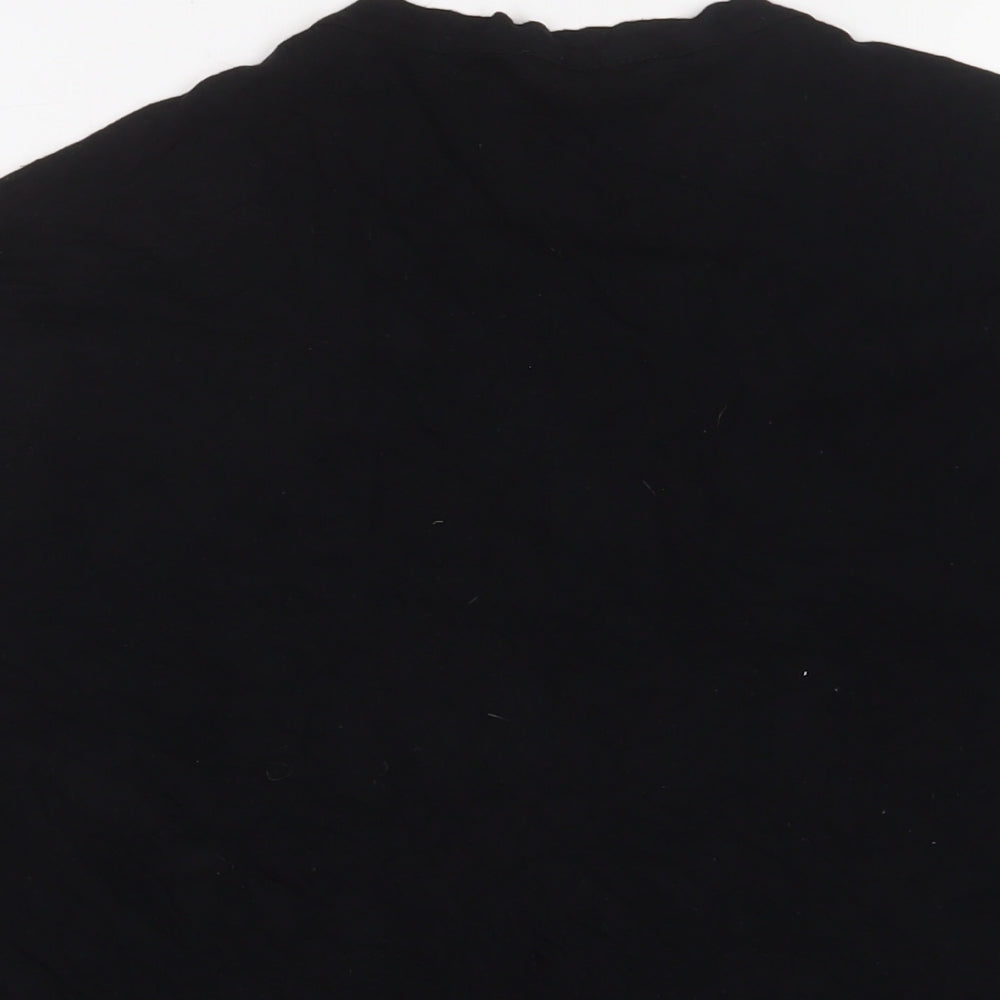New Look Womens Black Viscose Basic T-Shirt Size 14 V-Neck - Keyhole neck