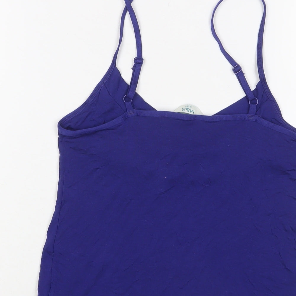 Marks & Spencer Womens Blue Solid Viscose Cami Pyjama Top Size 8