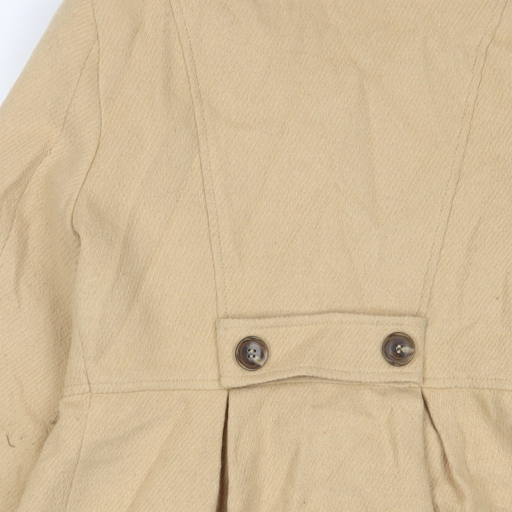 Marks & Spencer Womens Beige Overcoat Coat Size 6 Button