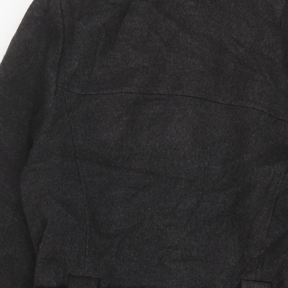 Miso Womens Grey Overcoat Coat Size 14 Button - Belted