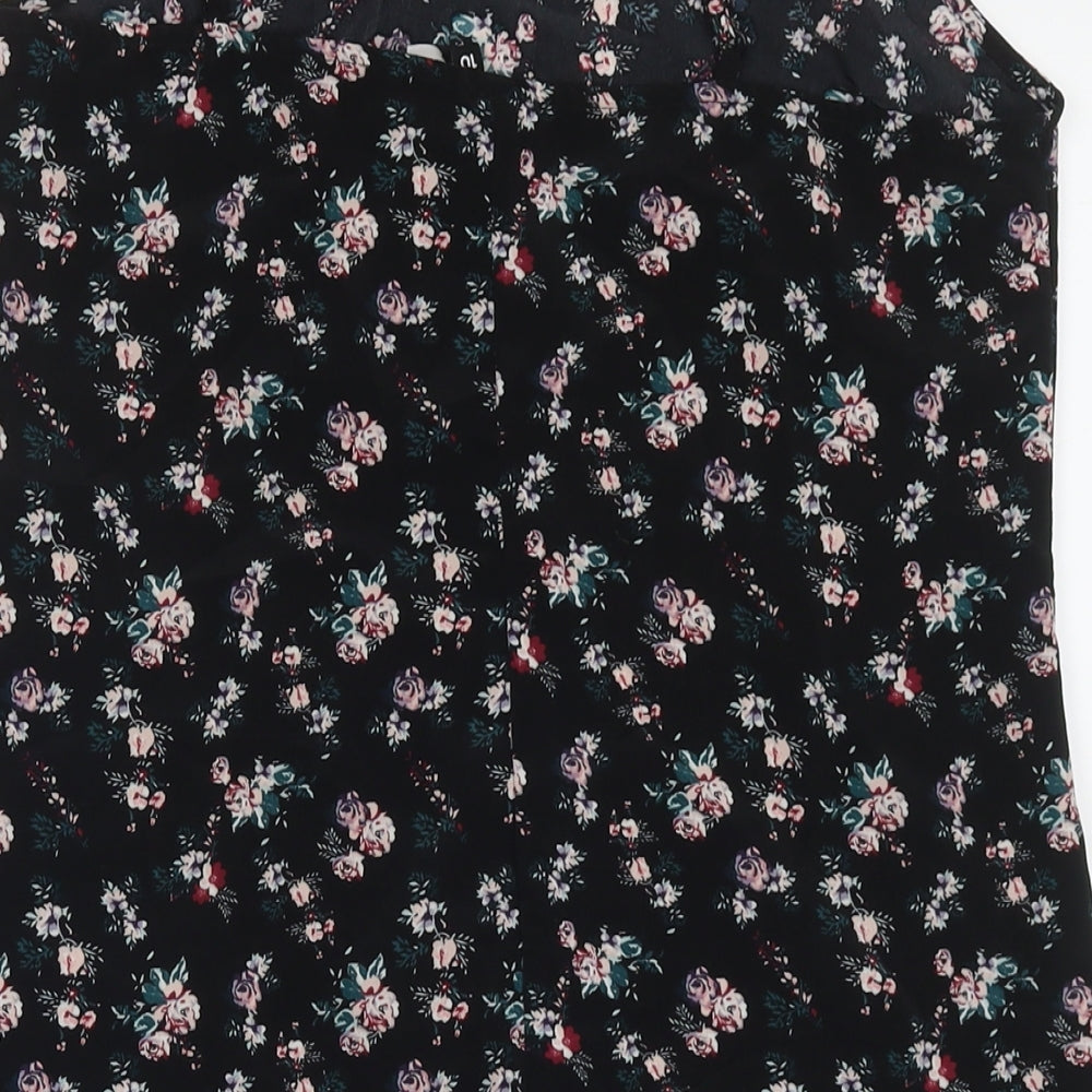 Divided by H&M Womens Black Floral Polyester Tank Dress Size 10 V-Neck Pullover