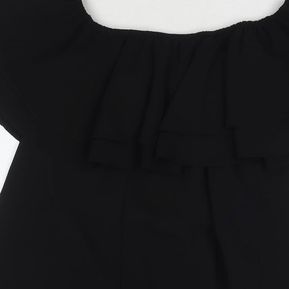 New Look Womens Black Polyester A-Line Size 8 Square Neck Pullover