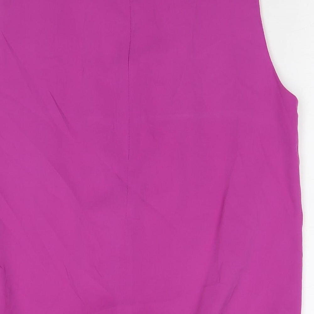 M&Co Womens Purple Polyester Basic Tank Size 12 Round Neck