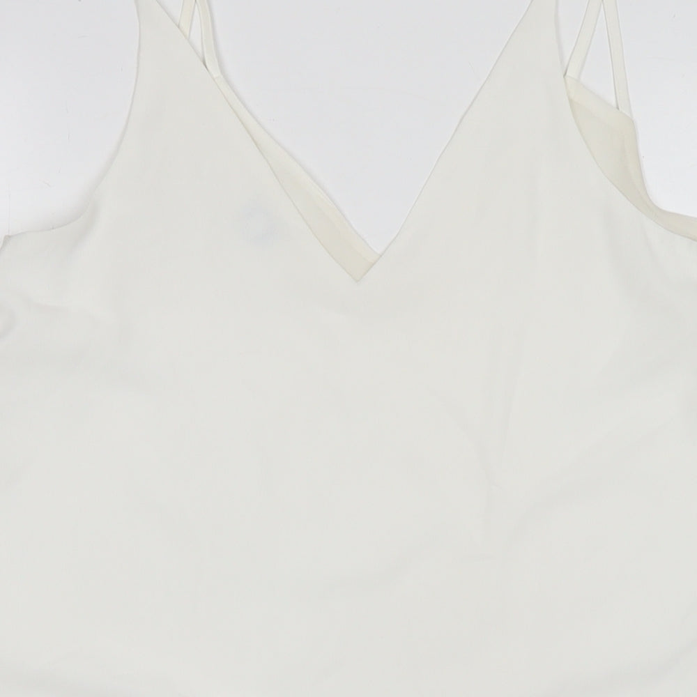 River Island Womens White Polyester Basic Tank Size 10 V-Neck