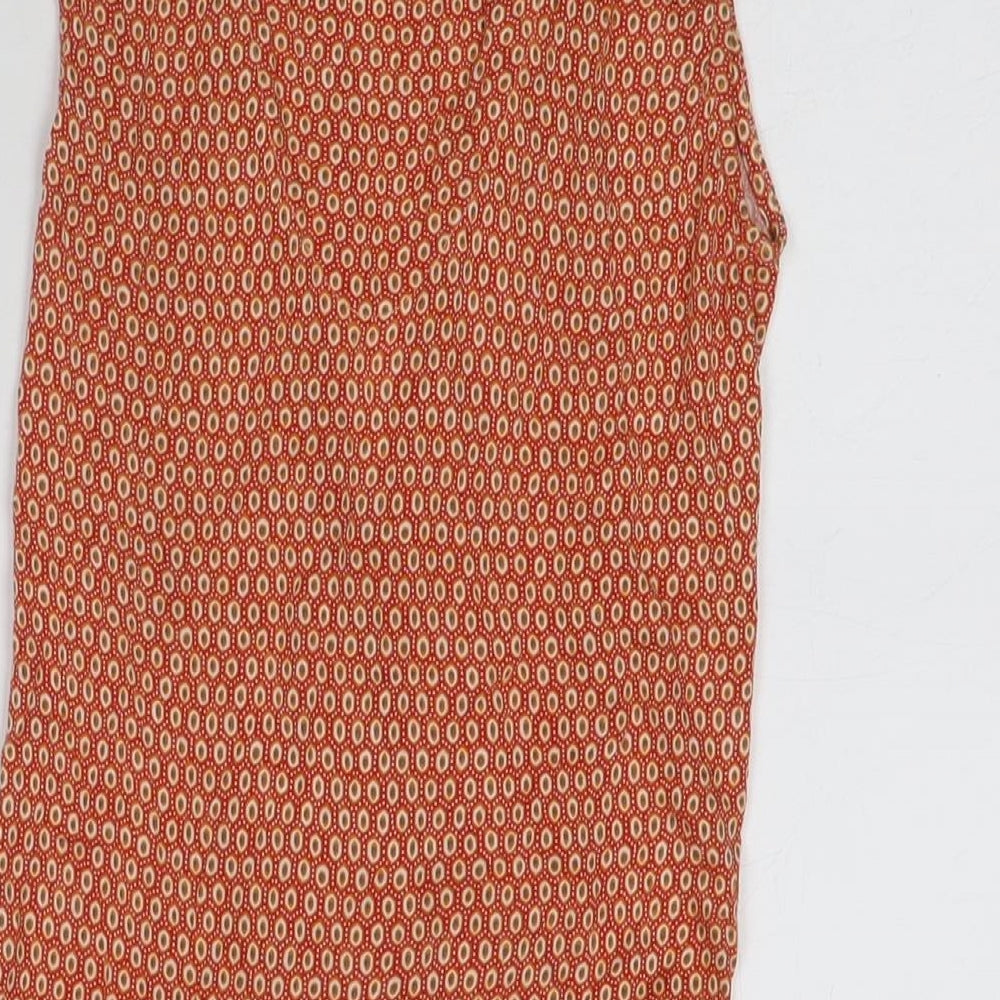 Warehouse Womens Red Geometric Viscose Tank Dress Size 8 V-Neck Pullover