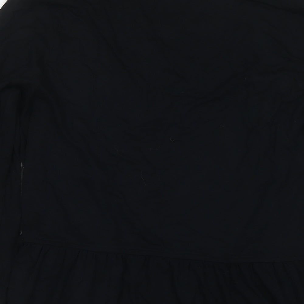 Marks & Spencer Womens Black Viscose Kimono T-Shirt Size 14 V-Neck