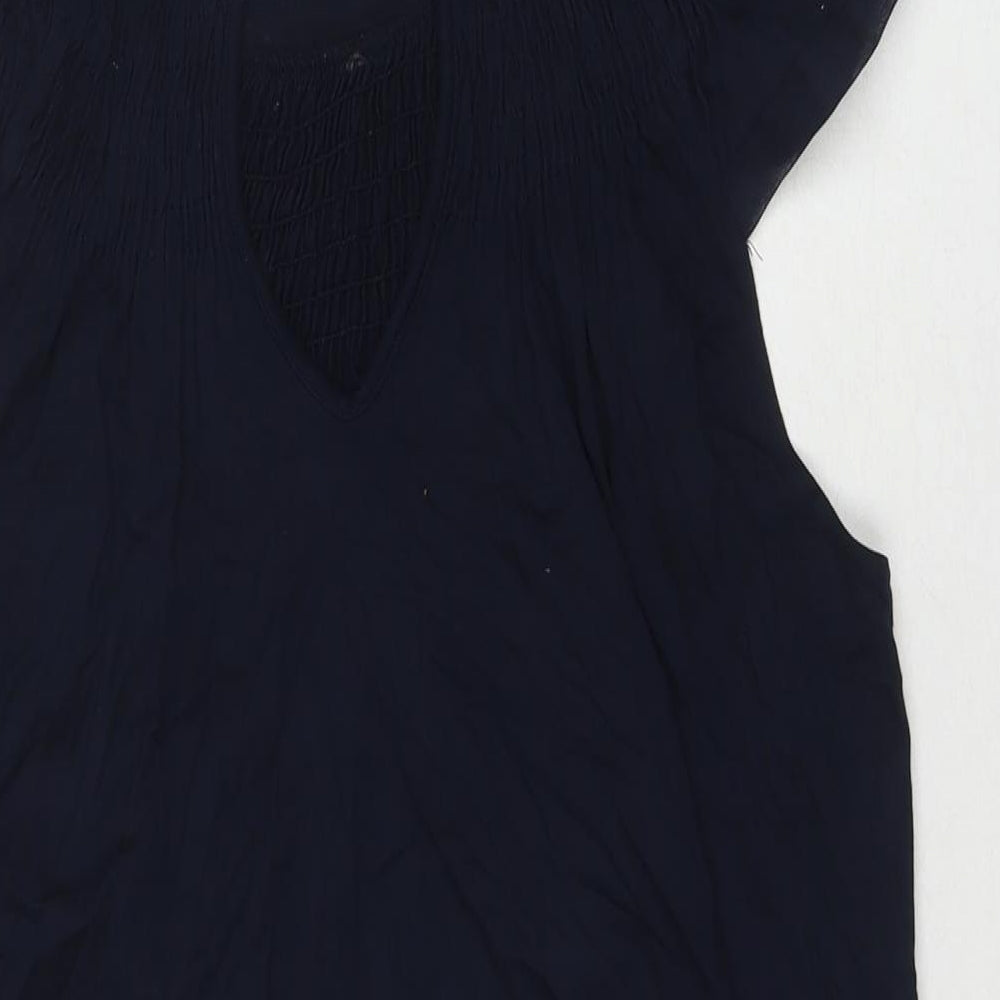 Topshop Womens Blue Viscose Tunic Tank Size 10 Round Neck