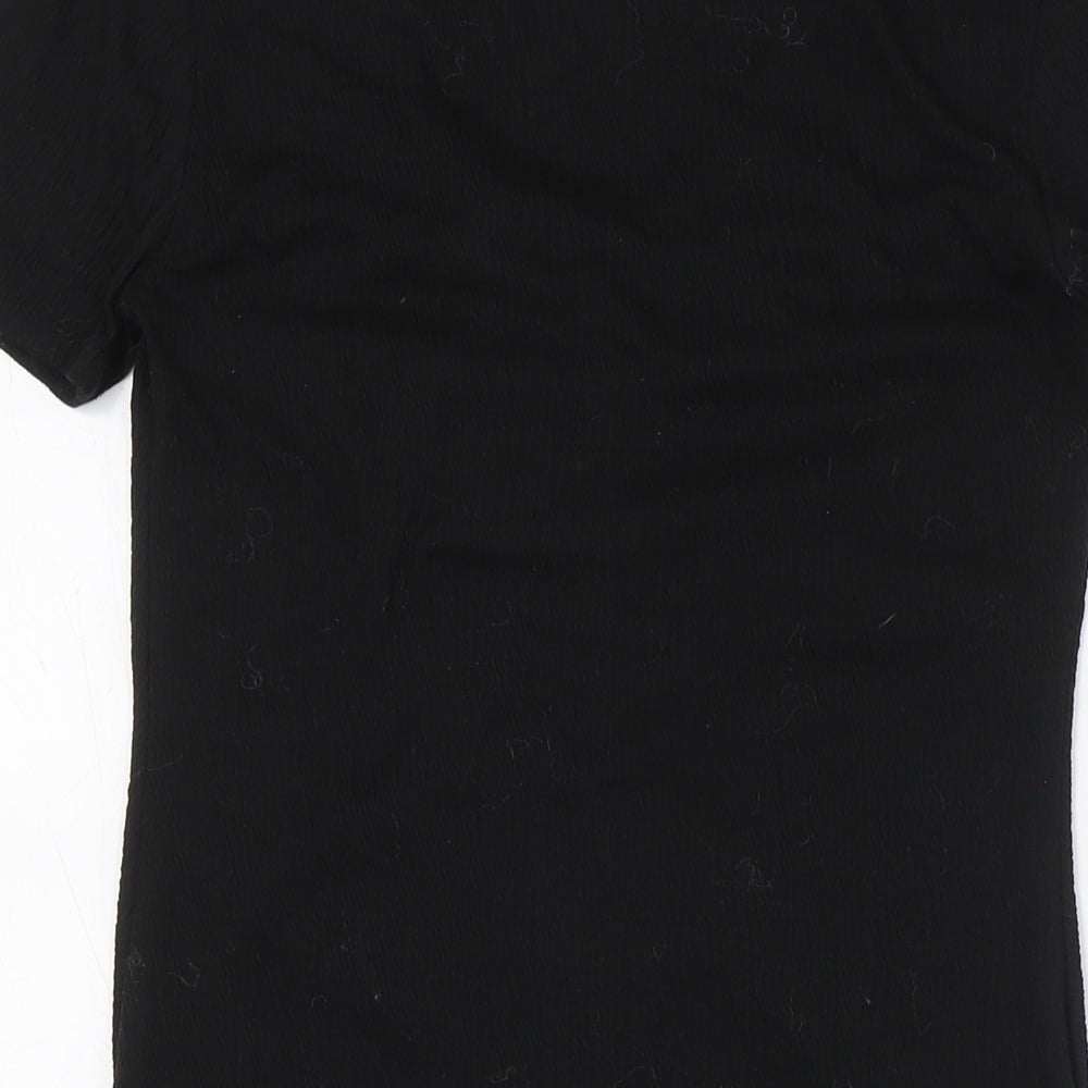 Divided by H&M Womens Black Polyester A-Line Size M V-Neck