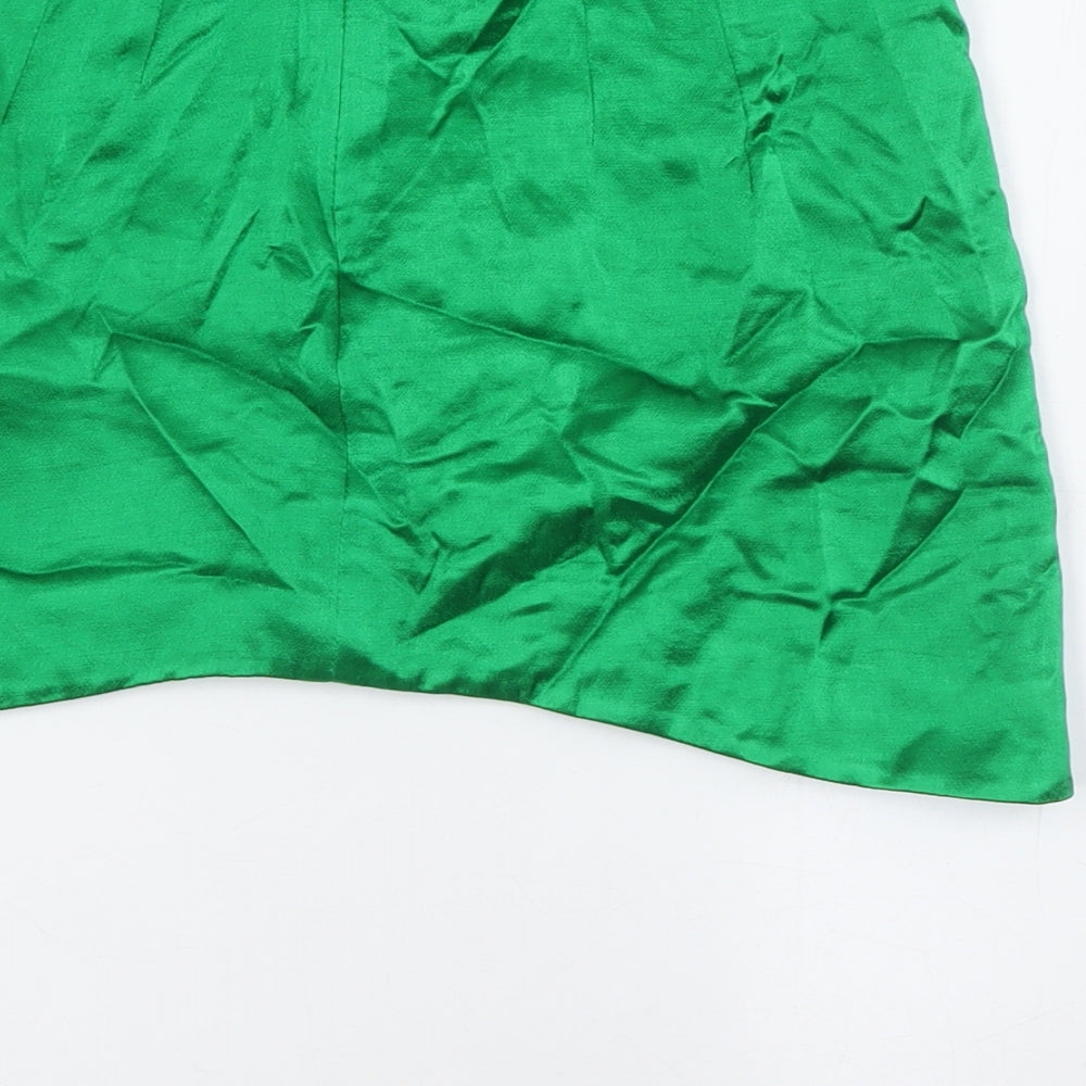 Zara Womens Green Viscose A-Line Skirt Size S Zip