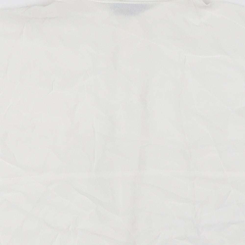 Topshop Womens White Polyester Basic Button-Up Size 8 Collared - Pocket