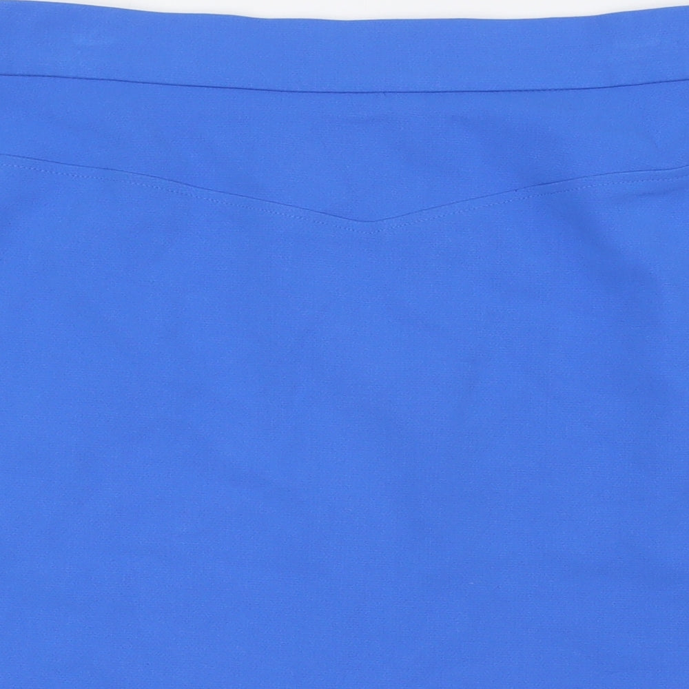 Marks & Spencer Womens Blue Polyester A-Line Skirt Size 20 Zip