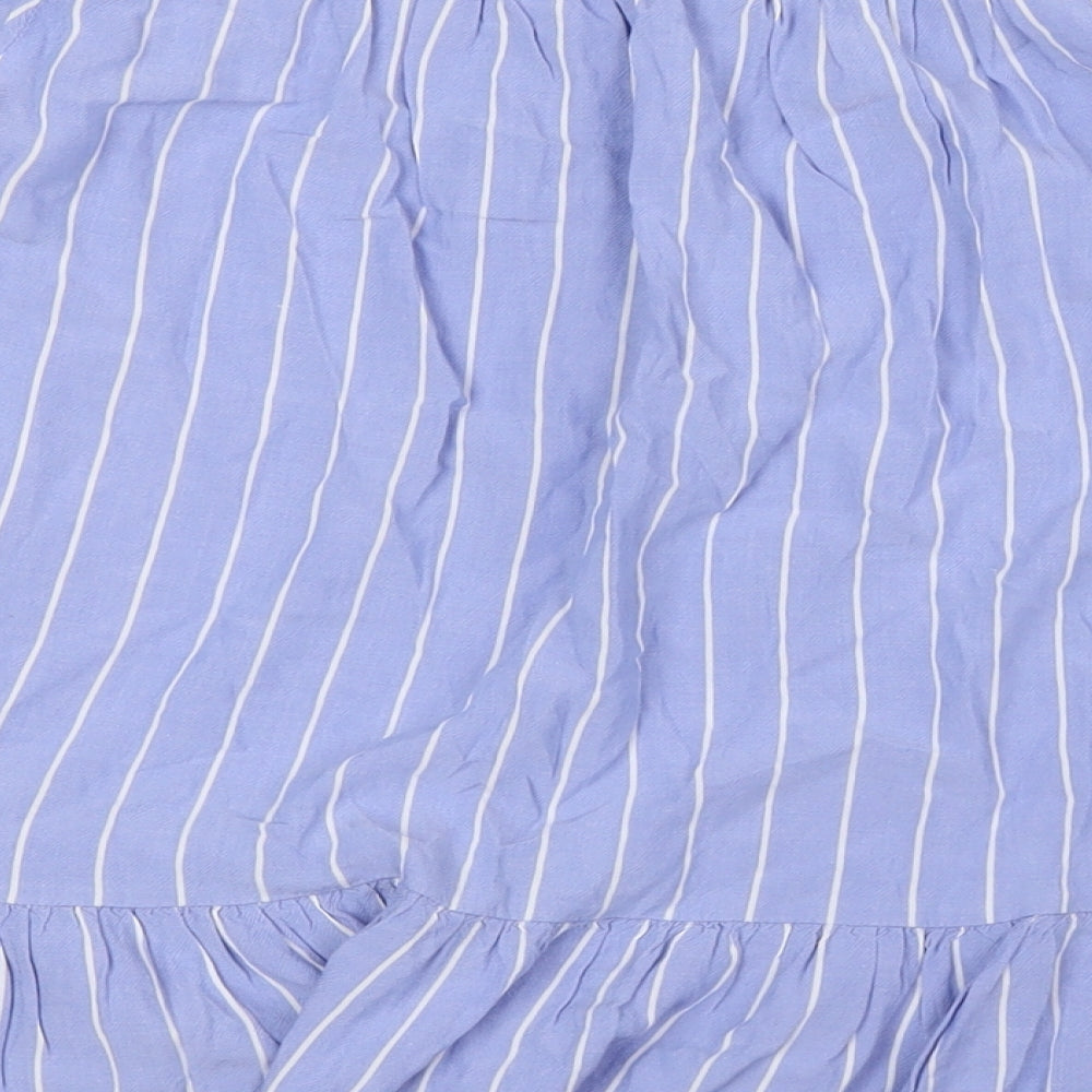 Saint Tropez Womens Blue Striped Viscose Basic Button-Up Size M Off the Shoulder