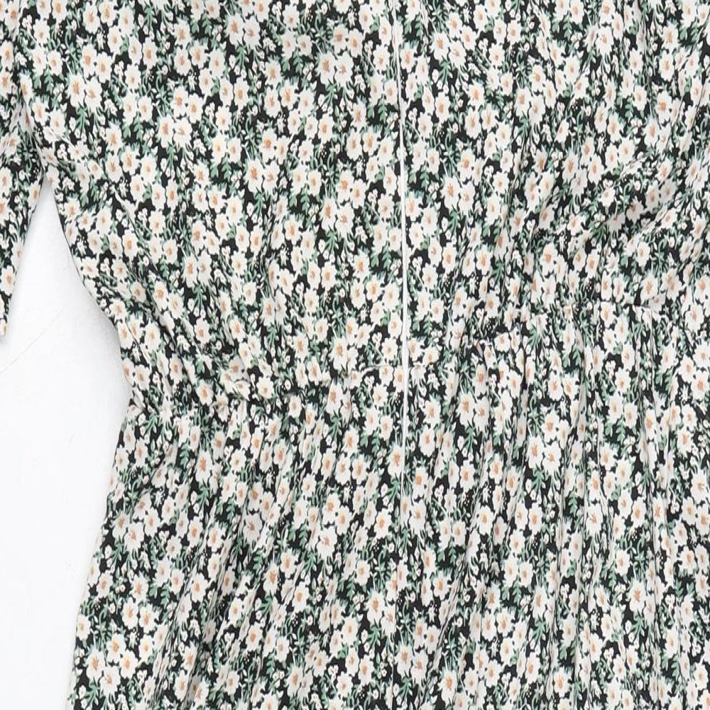 Axis Womens Multicoloured Floral Polyester A-Line Size 10 Crew Neck Zip