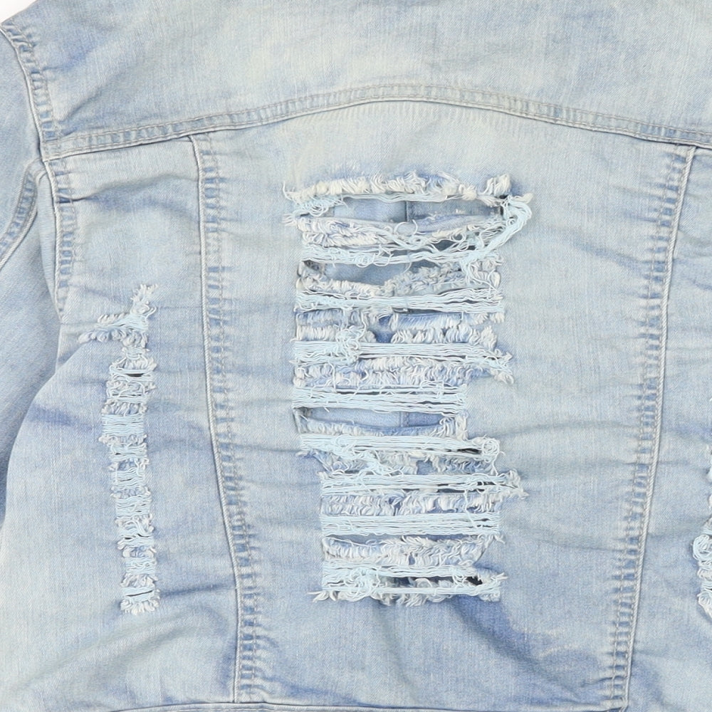 Denim Club Womens Blue Biker Jacket Size 12 Button