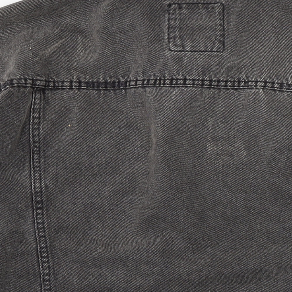 New Look Mens Grey Biker Coatigan Size M Button - Distressed