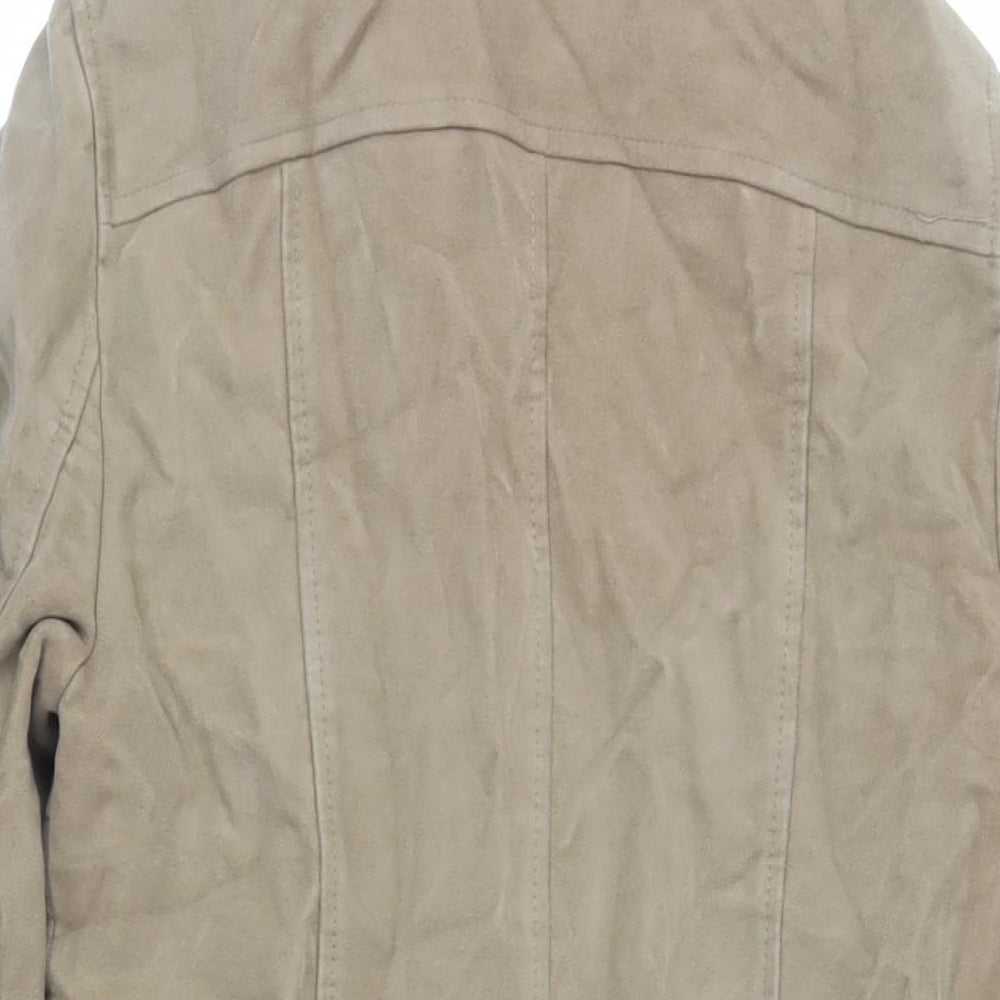 French Connection Womens Beige Overcoat Coat Size 8 Button - Suede Effect
