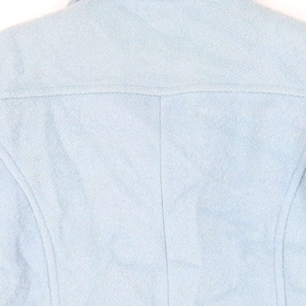 M&Co Womens Blue Pea Coat Coat Size 12 Button