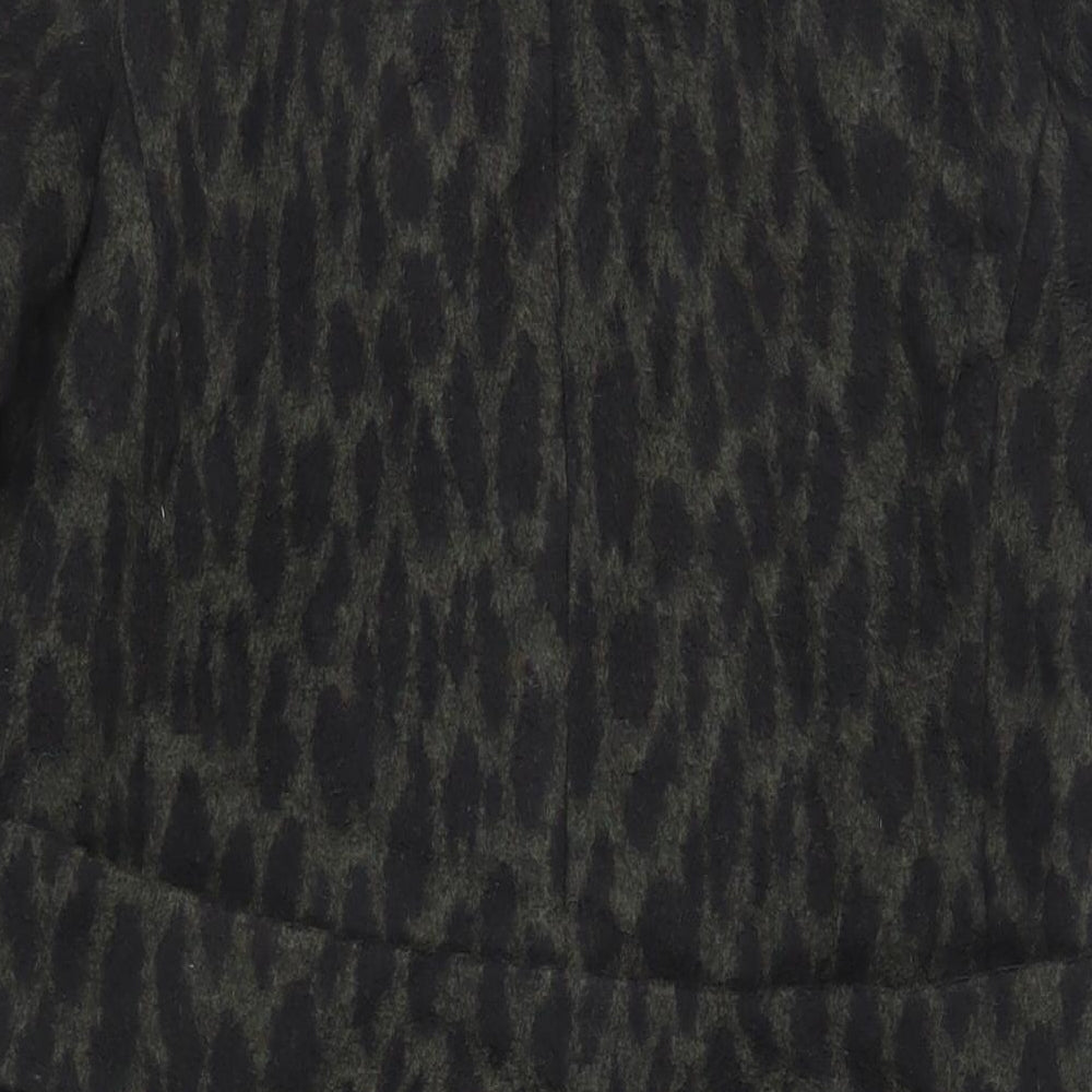 Very Womens Green Animal Print Overcoat Coat Size 10 Button