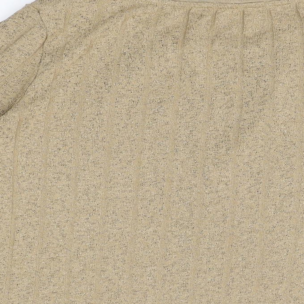 Marks and Spencer Womens Beige Polyester Basic T-Shirt Size 10 Round Neck