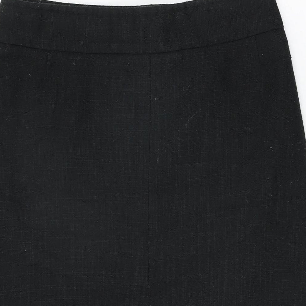 Marks & Spencer Womens Black Viscose Straight & Pencil Skirt Size 10 Zip