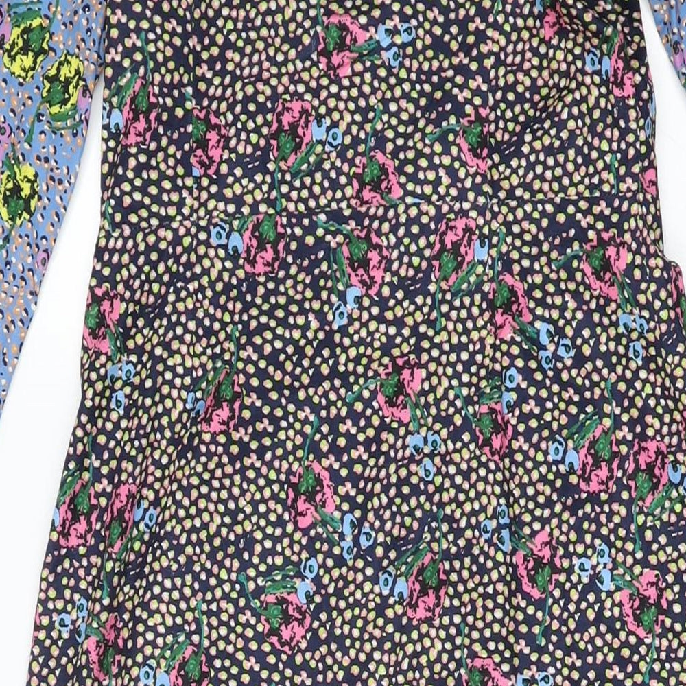 Nasty Gal Womens Multicoloured Floral Polyester Wrap Dress Size 8 V-Neck Zip